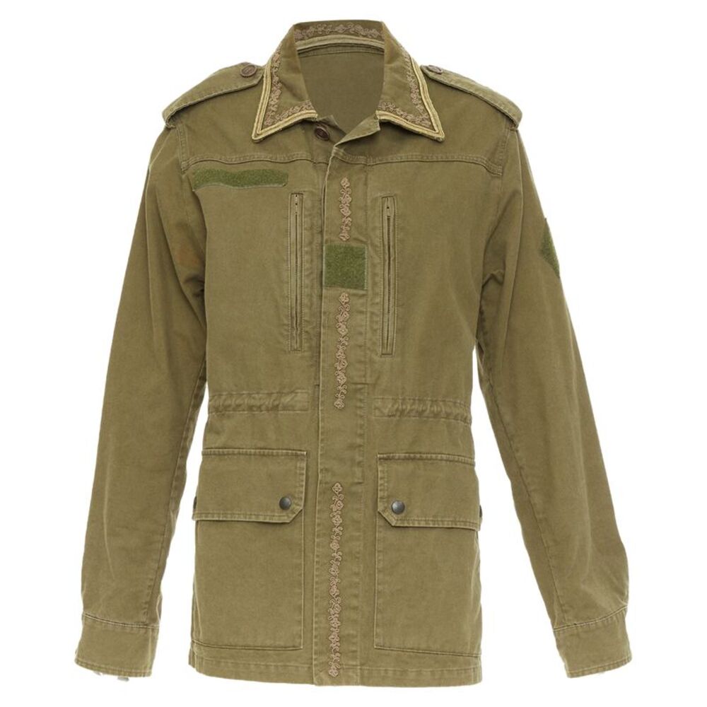 Saint Laurent Saharienne gold embroidered military jacket